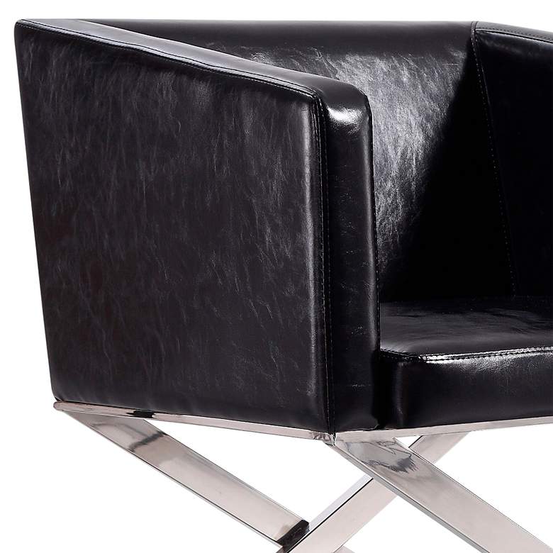 Image 3 Hollywood Black Faux Leather Lounge Accent Chairs Set of 2 more views