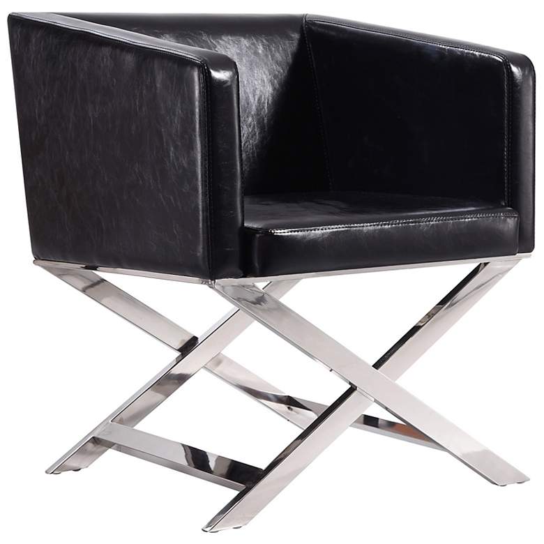 Image 4 Hollywood Black Faux Leather Lounge Accent Chairs Set of 2 more views