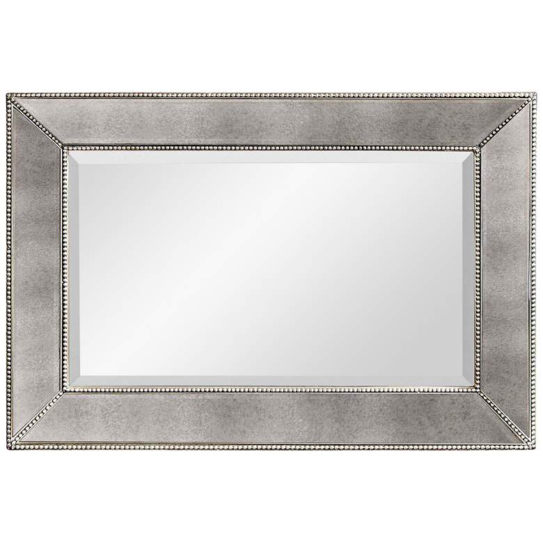 Image 1 Hollywood Glam Antique Mirror 36" x 24" Beaded Wall Mirror