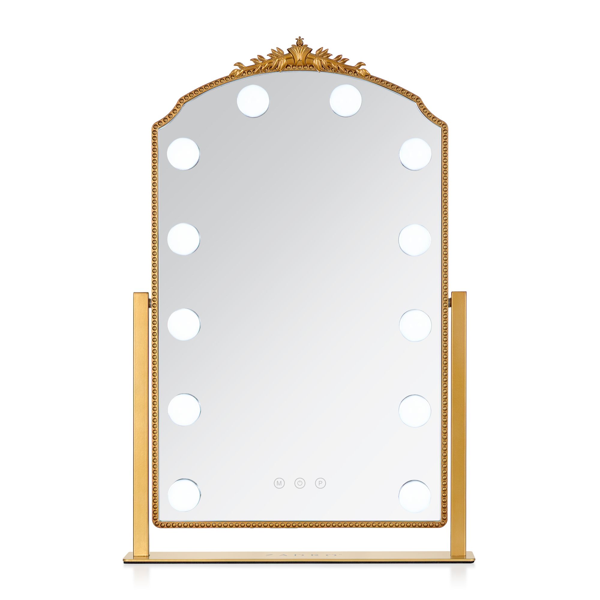 Hollywood Matte Gold 12-Light LED Arch Top Makeup Mirror