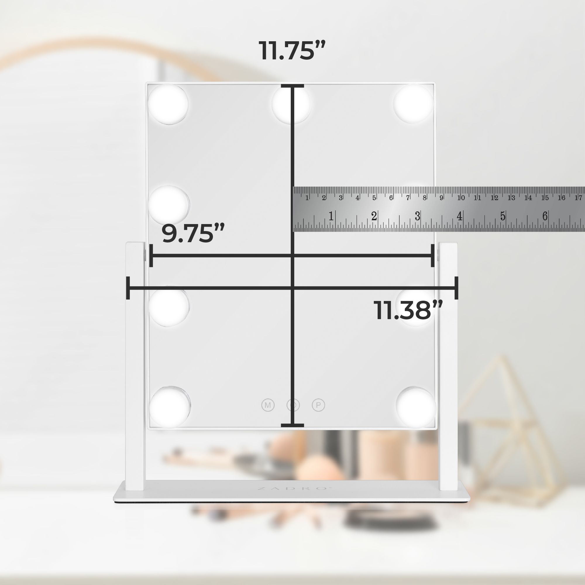 Hollywood Matte White 9-Light LED Vertical Makeup Mirror