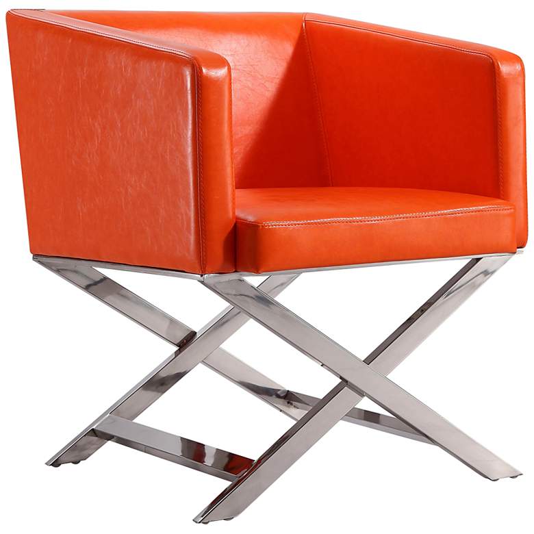 Image 2 Hollywood Orange Faux Leather Lounge Accent Chair