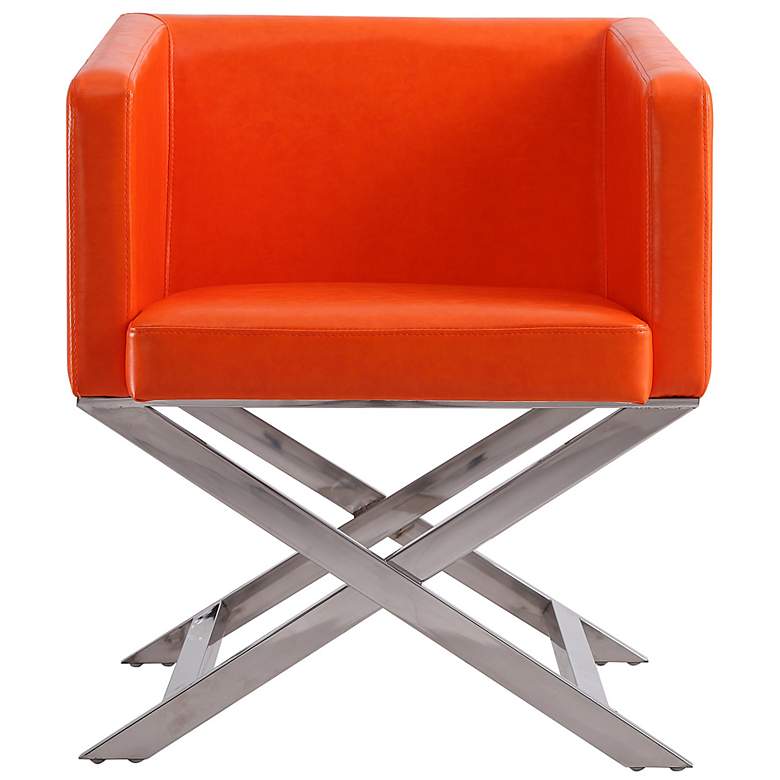 Image 4 Hollywood Orange Faux Leather Lounge Accent Chair more views