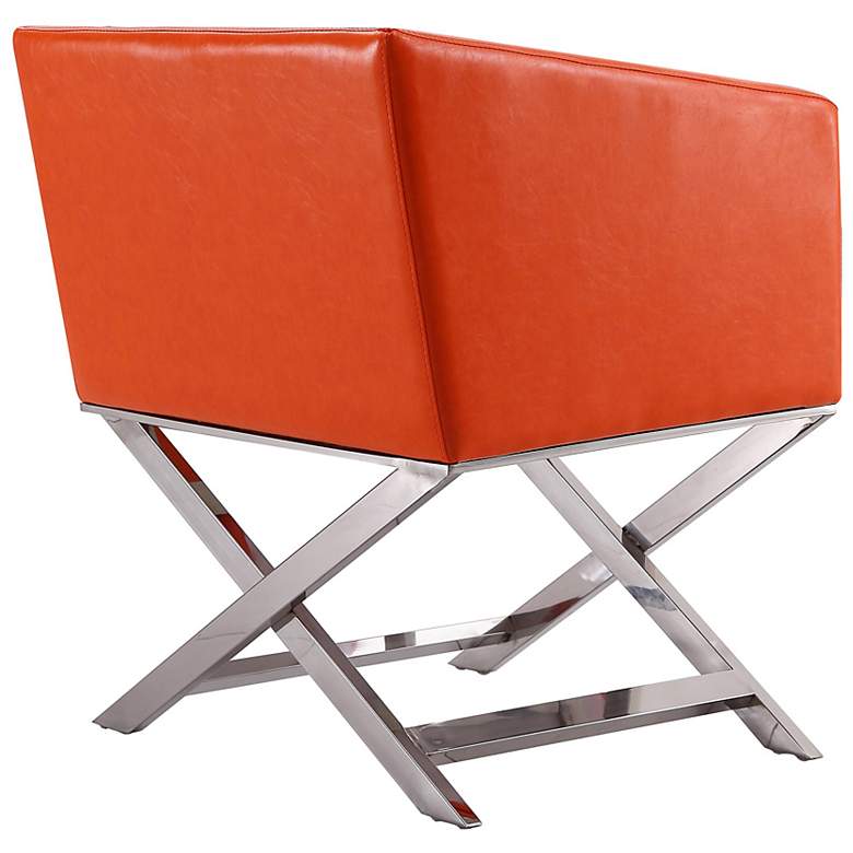 Image 6 Hollywood Orange Faux Leather Lounge Accent Chair more views