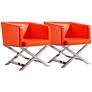Hollywood Orange Faux Leather Lounge Accent Chairs Set of 2 in scene