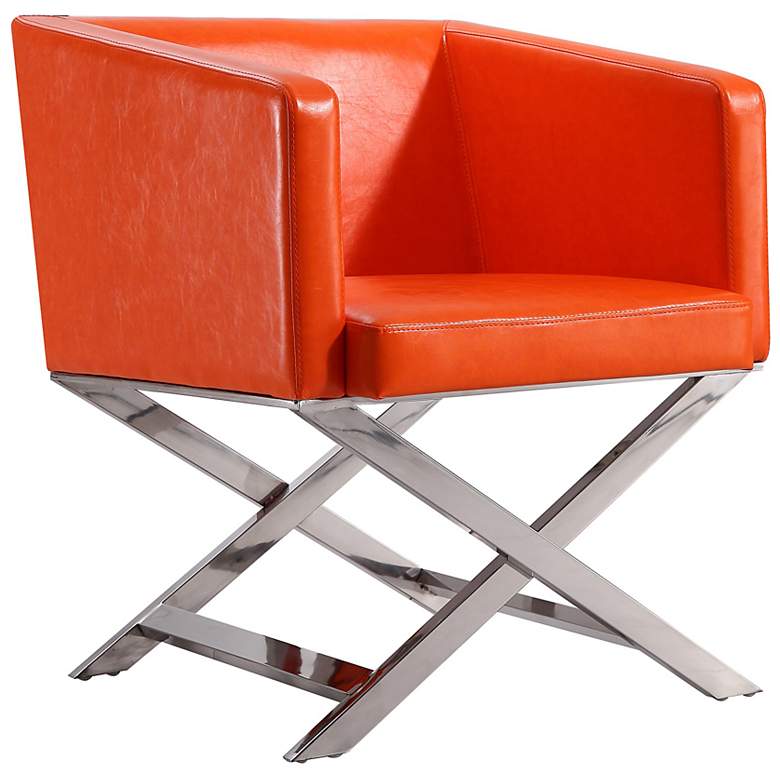 Image 4 Hollywood Orange Faux Leather Lounge Accent Chairs Set of 2 more views