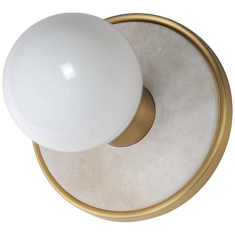 Image 1 Hollywood Stone 1-Light Sconce w/ LED Bulb Whit Alabaster /Brass