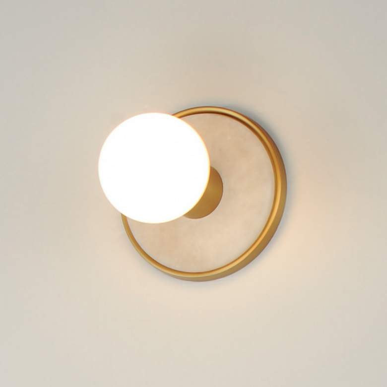 Image 4 Hollywood Stone 1-Light Sconce Whit Alabaster / Natural Aged Brass more views