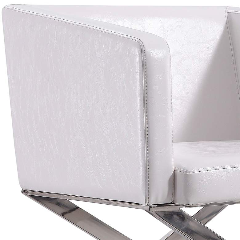 Image 3 Hollywood White Faux Leather Lounge Accent Chair more views