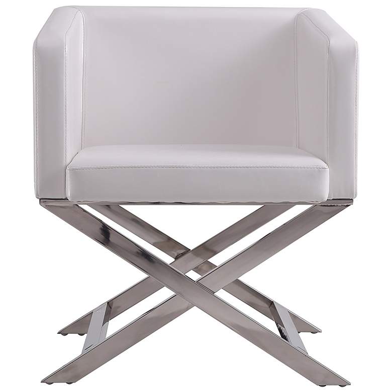 Image 4 Hollywood White Faux Leather Lounge Accent Chair more views