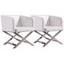 Hollywood White Faux Leather Lounge Accent Chairs Set of 2 in scene