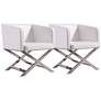 2_Hollywood White Faux Leather Lounge Accent Chairs Set of 2