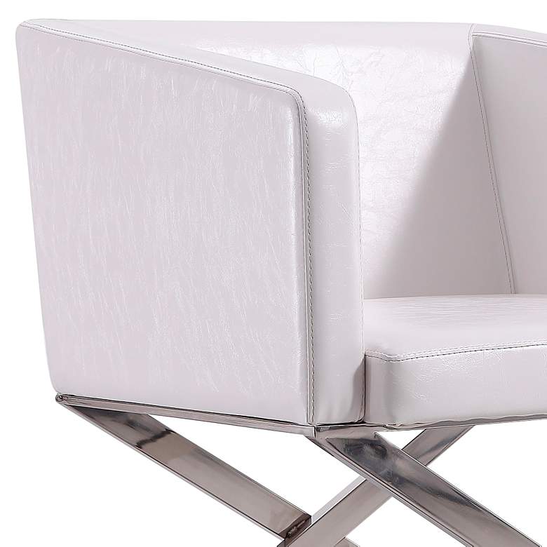 Image 3 Hollywood White Faux Leather Lounge Accent Chairs Set of 2 more views