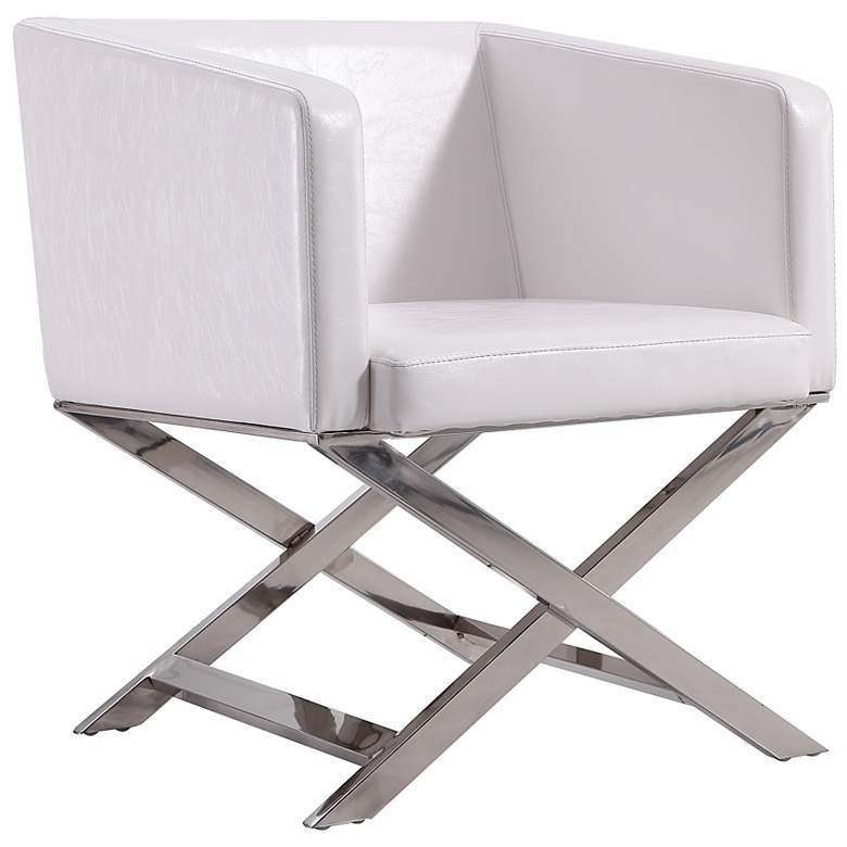 Image 4 Hollywood White Faux Leather Lounge Accent Chairs Set of 2 more views