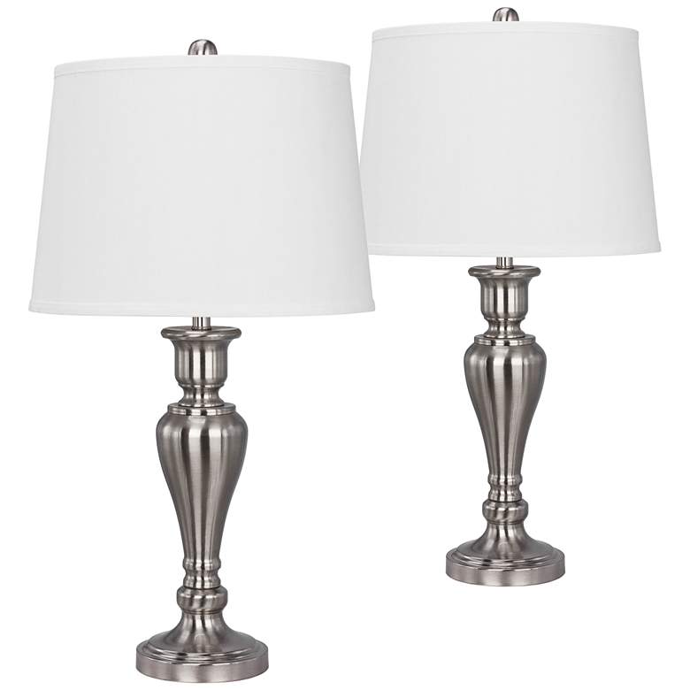 Image 1 Holmberg Brushed Nickel Traditional Table Lamps Set of 2
