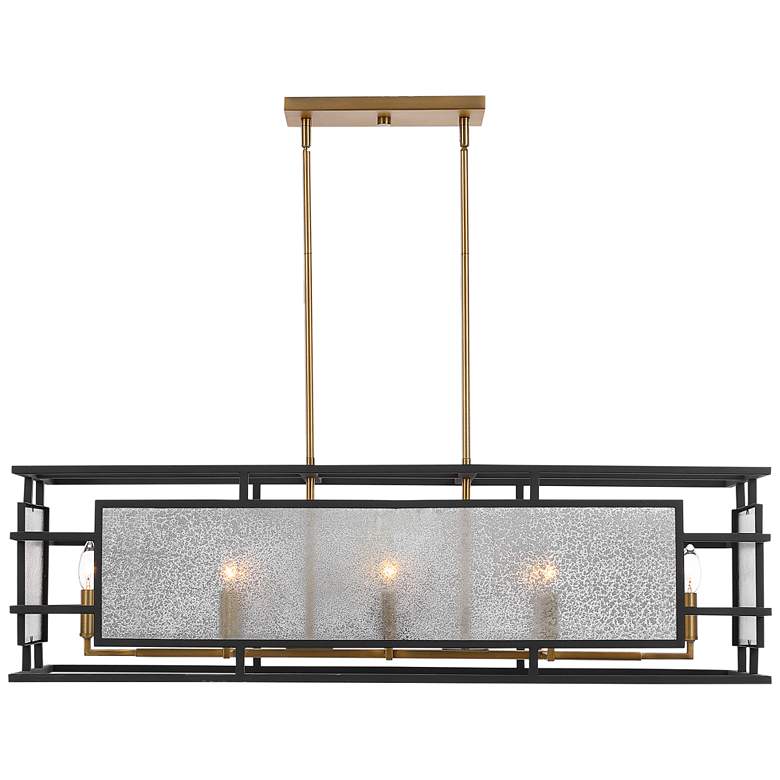 Image 1 Holmes 42" Wide Black and Brass 8-Light Island Chandelier