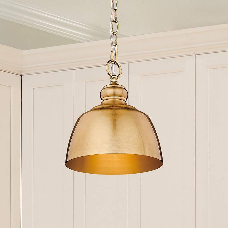 Image 1 Holmes 9" Wide Modern Brushed Gold 1-Light Mini Pendant