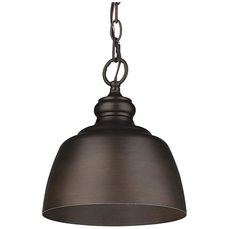Image 1 Holmes 9" Wide Rubbed Bronze 1-Light Mini Pendant with Rubbed Bronze
