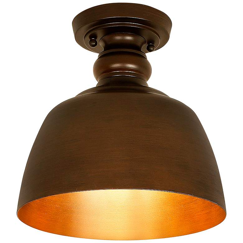 Image 2 Holmes 9" Wide Rubbed Bronze Metal Ceiling Light