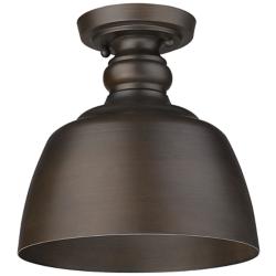 Holmes 9" Wide Rubbed Bronze Metal Ceiling Light