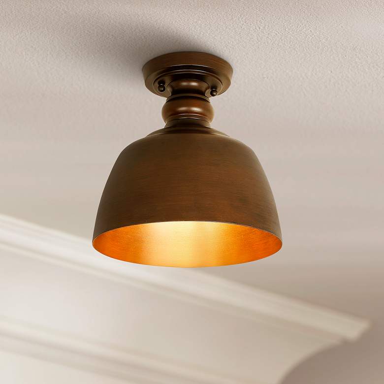 Image 1 Holmes 9" Wide Rubbed Bronze Metal Ceiling Light