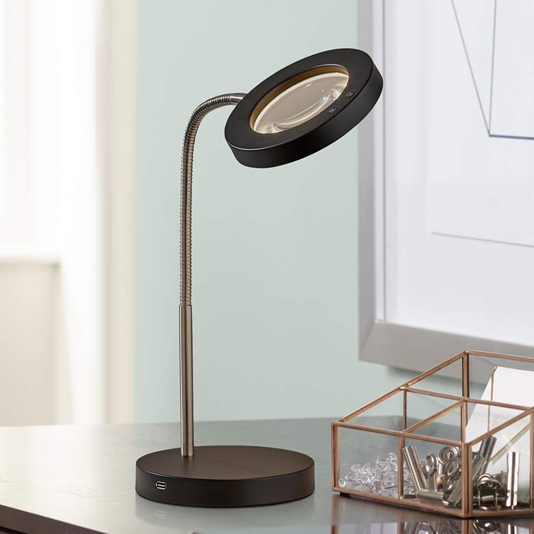 Image 1 Holmes Brushed Steel LED Desk Lamp with Smart Switch