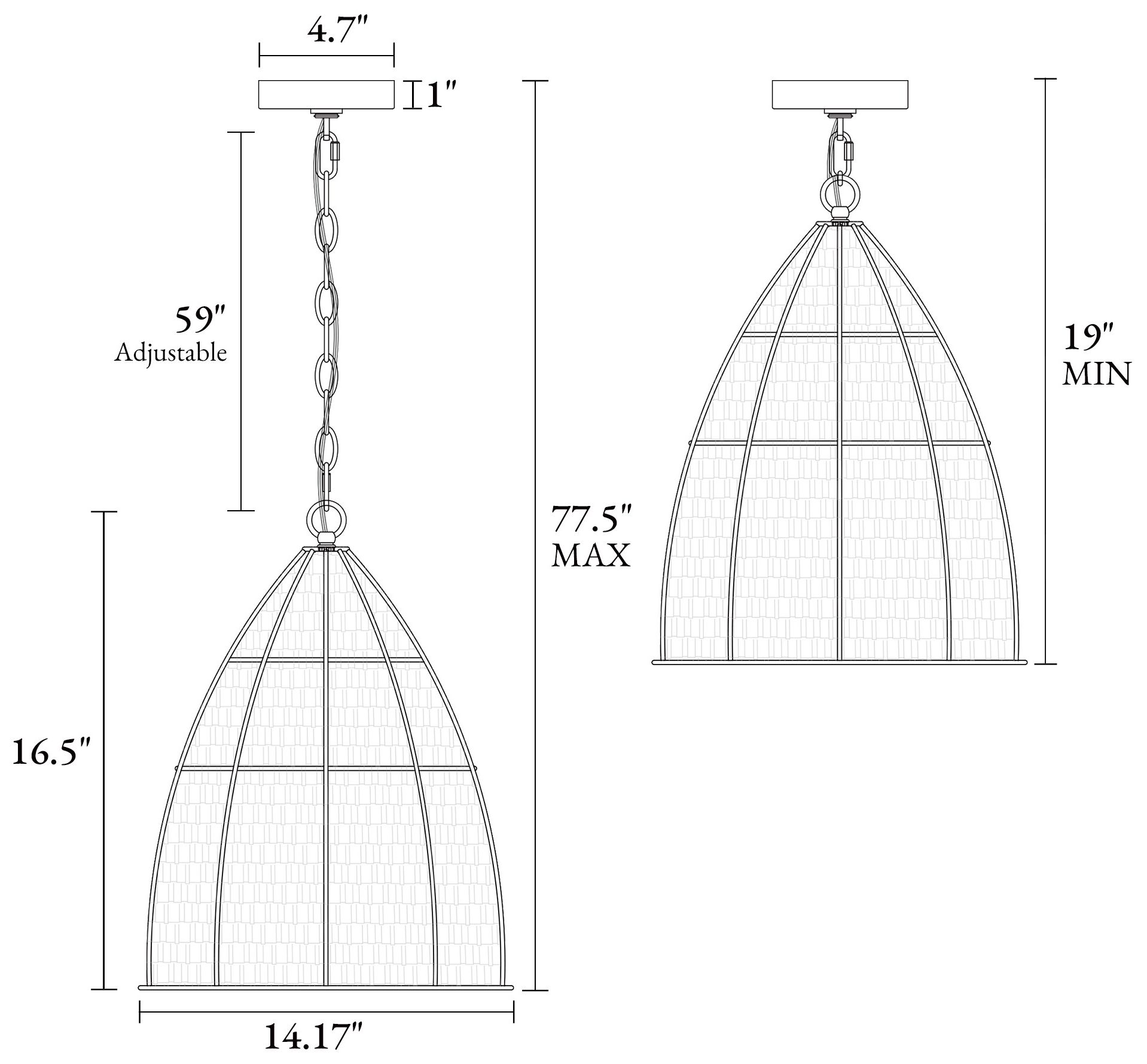 Image 2 Holophankton 1-Light Rattan Pendant Light more views