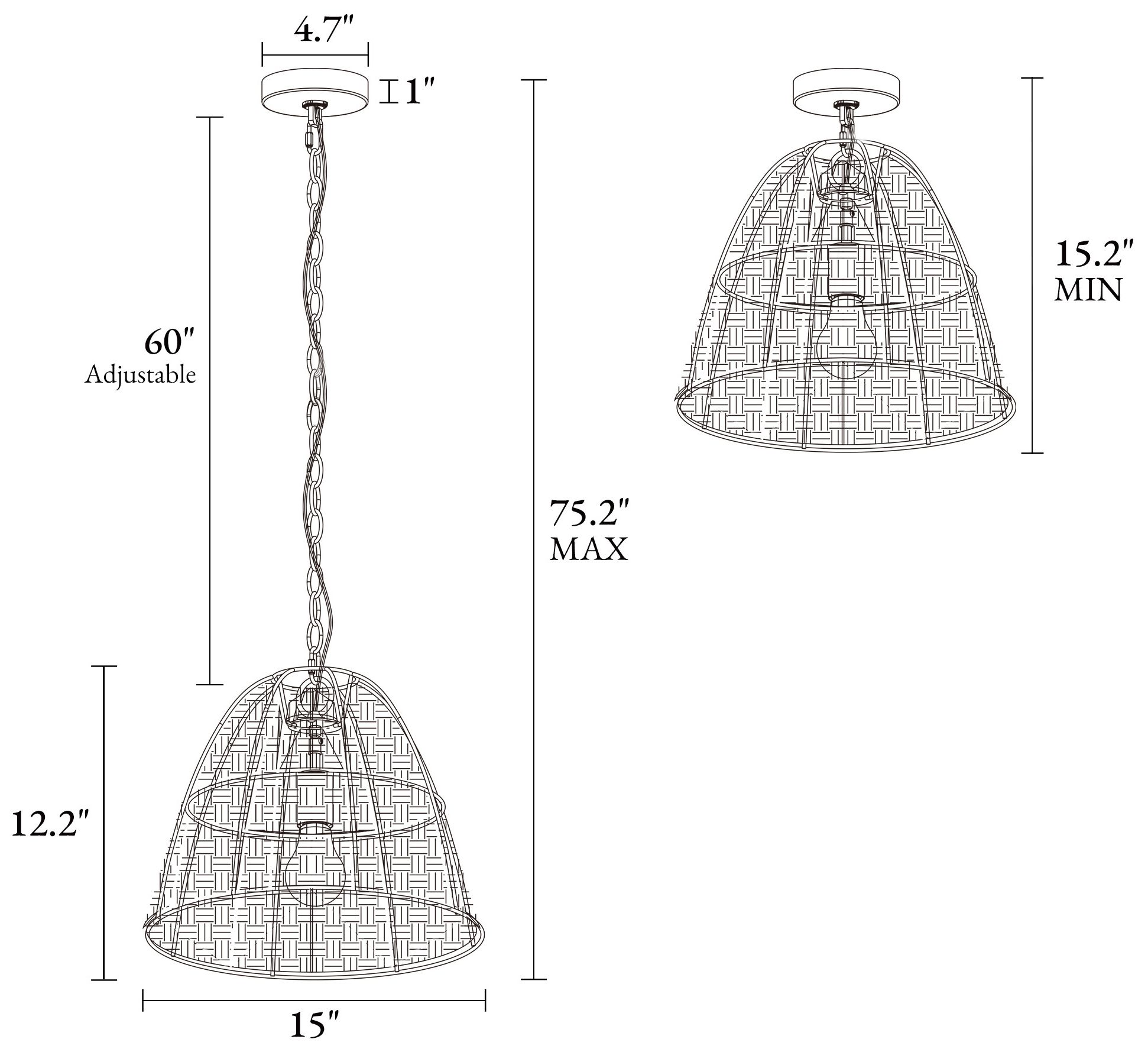 Image 3 Holophankton 1-Light Rattan Pendant Light more views