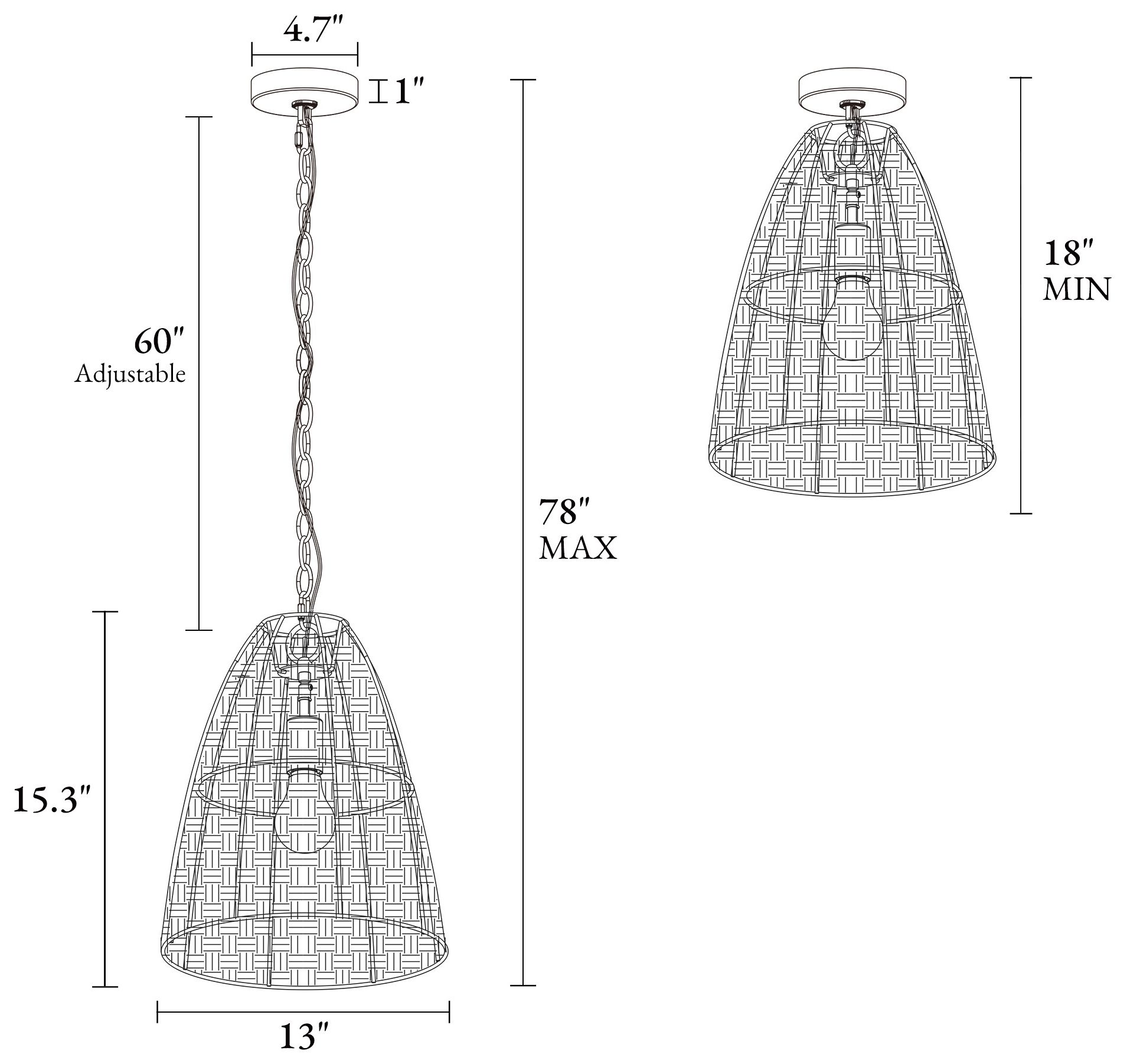 Image 2 Holophankton 1-Light Rattan Pendant Light more views
