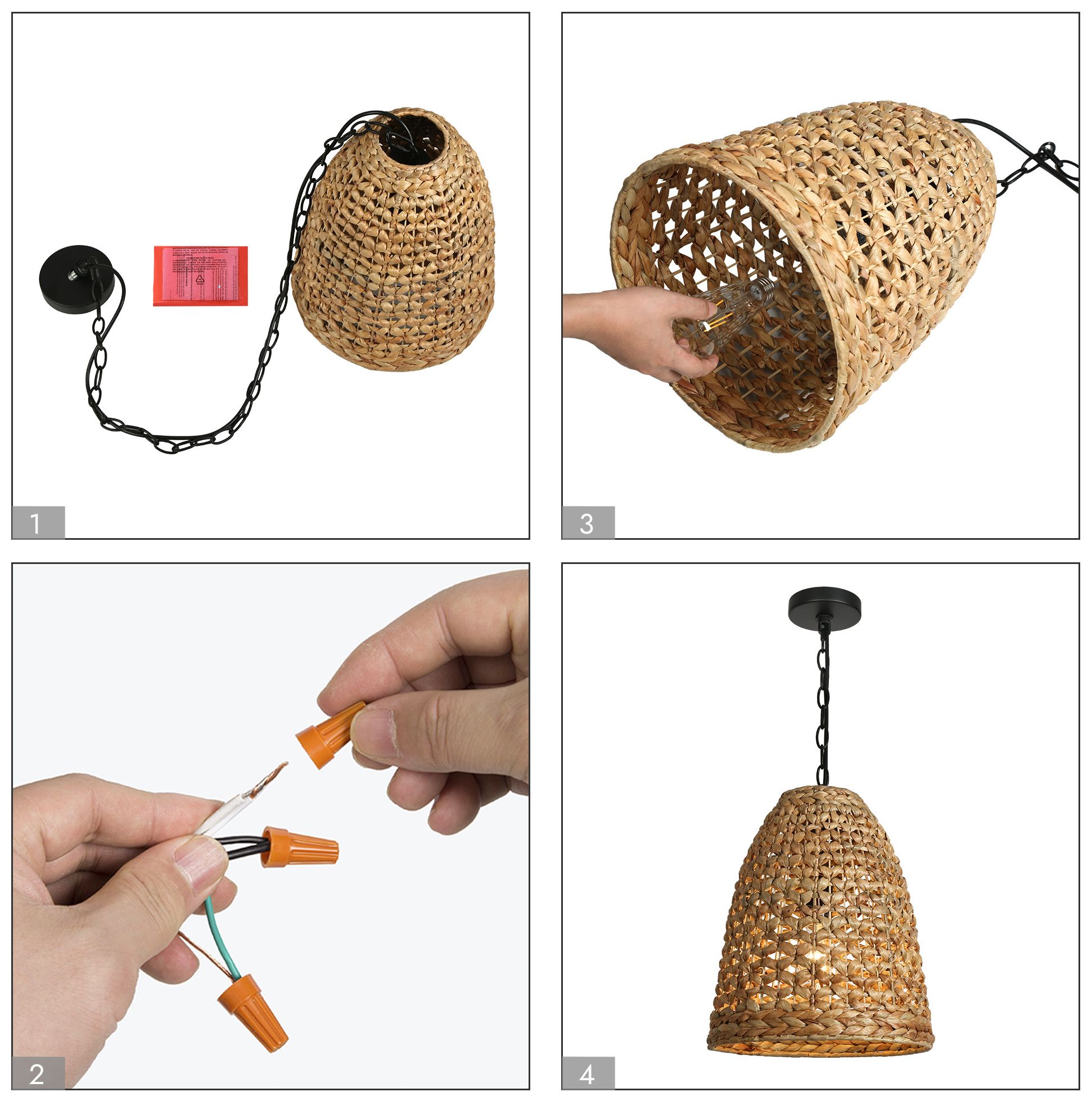 Holophankton 1-Light Rattan Pendant Light