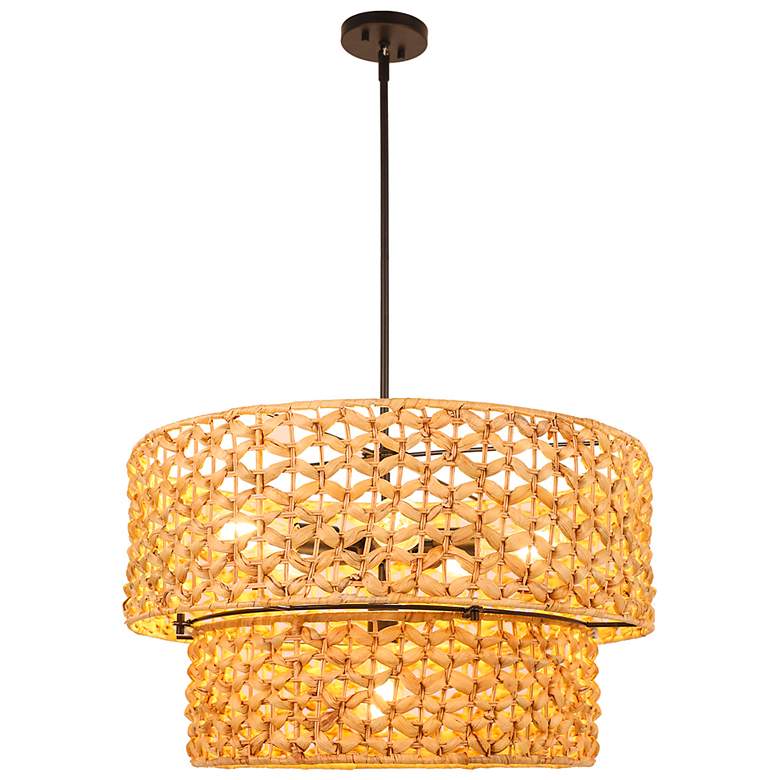 Image 1 Holophankton 26" Wide 6-Light Rattan Chandelier
