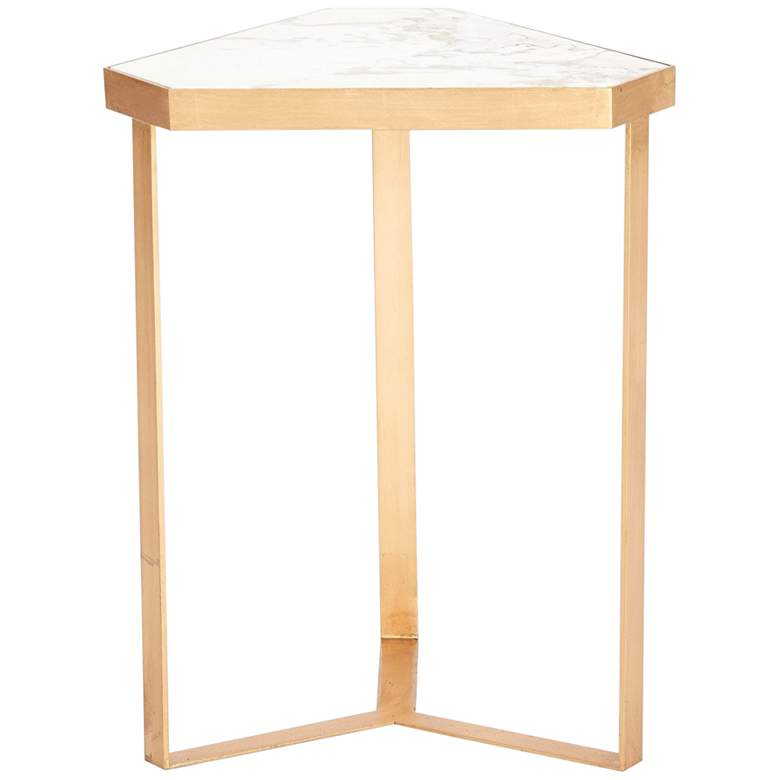 Image 1 Holt 16 inch Wide Gold Leaf Tri-Hexagon Accent Table