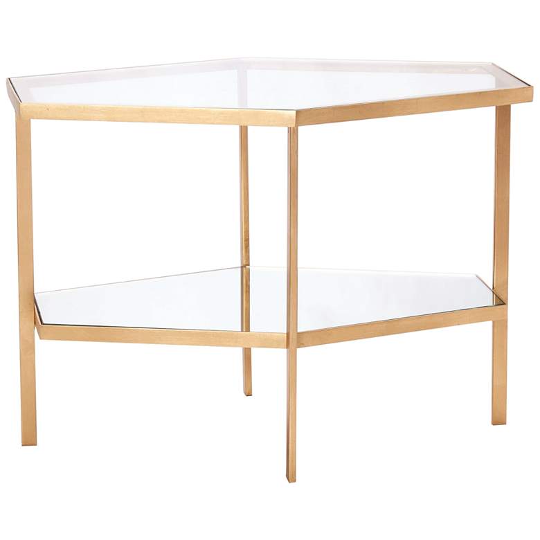 Image 1 Holt 25 inch Wide Gold Leaf Hexagon 2-Level Accent Table