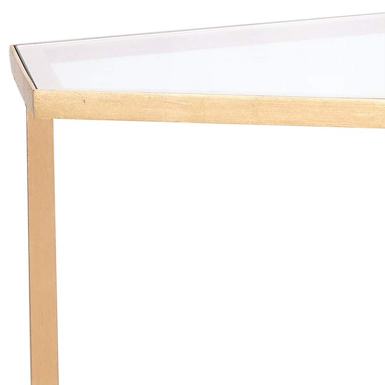 Image 2 Holt 25" Wide Gold Leaf Hexagon 2-Level Accent Table more views