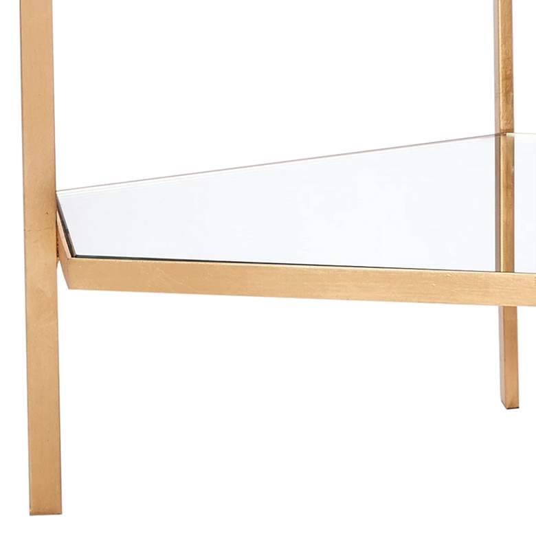 Image 3 Holt 25" Wide Gold Leaf Hexagon 2-Level Accent Table more views