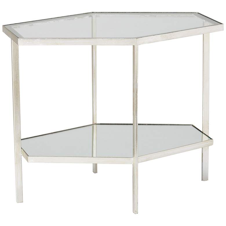 Image 1 Holt 25 inch Wide Silver Leaf Hexagon 2-Level Tall Accent Table