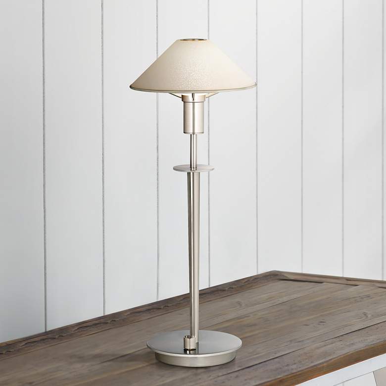 Image 1 Holtkoetter 18 1/2 inch High Satin Nickel Turn-Dimmer Table Lamp