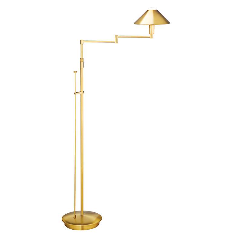 Image 1 Holtkoetter Antique Brass Metal Shade Swing Arm Floor Lamp