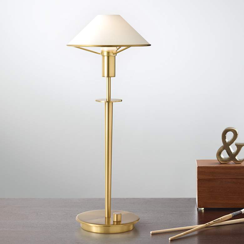 Image 1 Holtkoetter Antique Brass True White Glass Desk Lamp