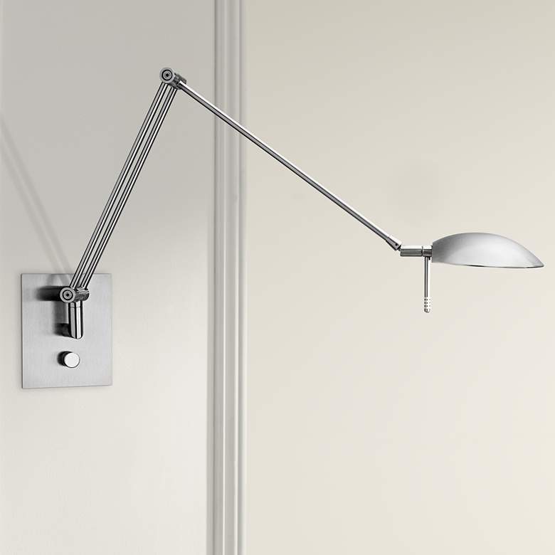 Image 1 Holtkoetter Bernie Turbo Series Nickel Hard-Wired Swing Arm Wall Lamp