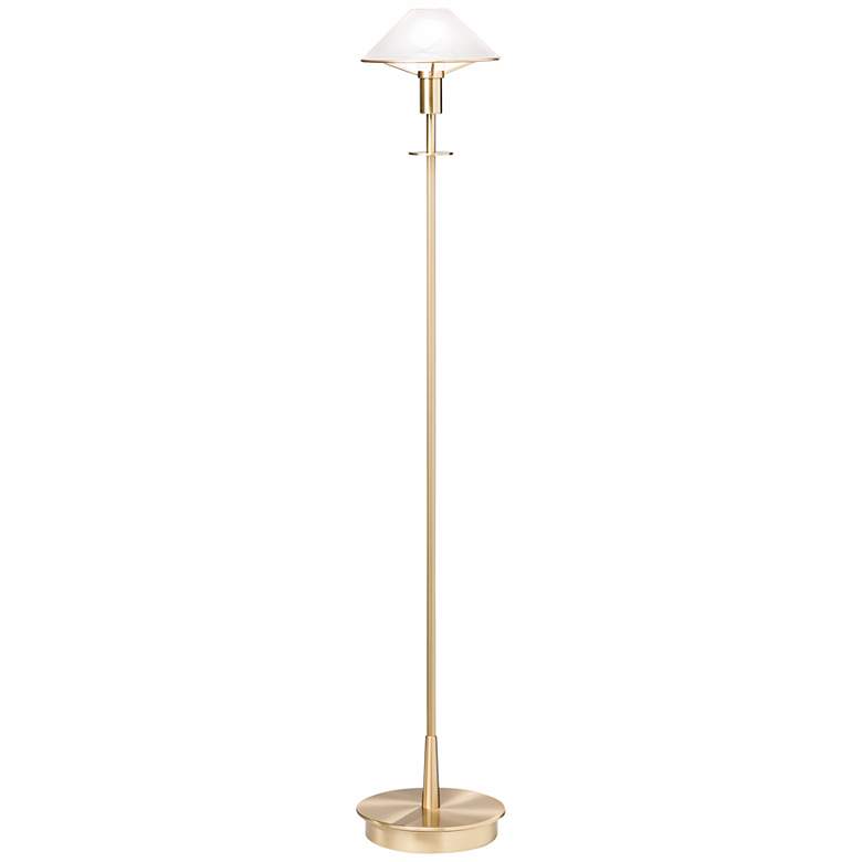 Image 1 Holtkoetter Brushed Brass Alabaster White Glass Floor Lamp