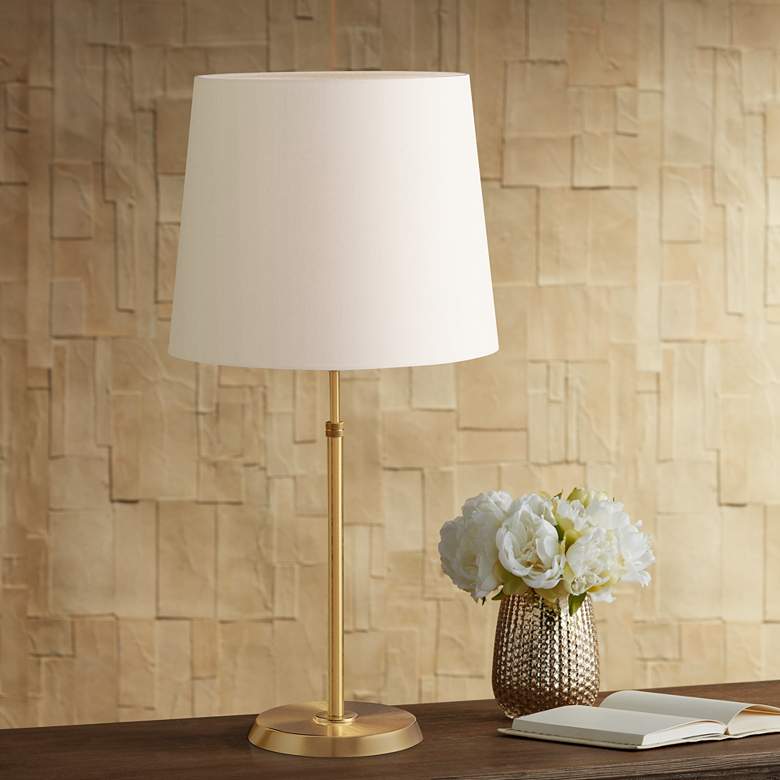 Image 1 Holtkoetter Brushed Brass Lamp with Satin White Shade