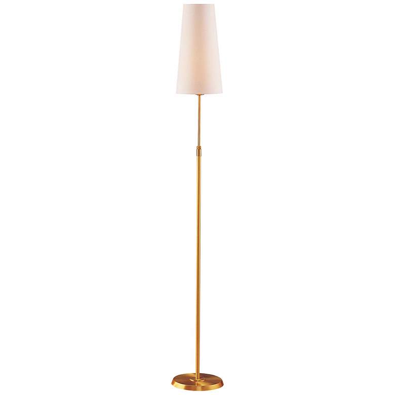 Image 1 Holtkoetter Brushed Brass Narrow White Shade Floor Lamp