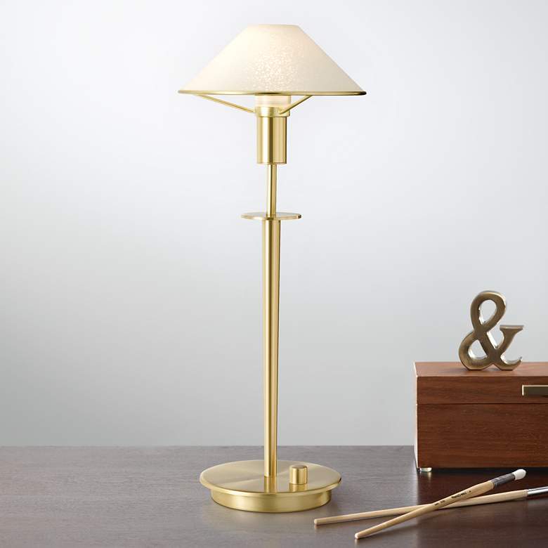 Image 1 Holtkoetter Brushed Brass Satin White Glass Desk Lamp