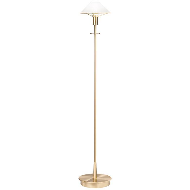 Image 1 Holtkoetter Brushed Brass Satin White Glass Floor Lamp