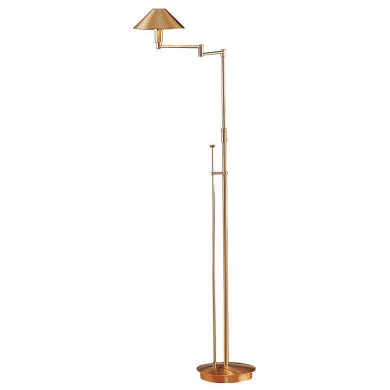 Image 1 Holtkoetter Brushed Brass Small Shade Swing Arm Floor Lamp