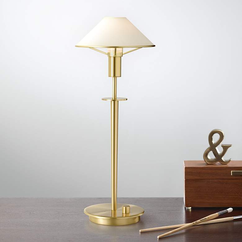 Image 1 Holtkoetter Brushed Brass True White Glass Desk Lamp