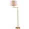 Holtkoetter Brushed Brass White Shade Swing Arm Floor Lamp