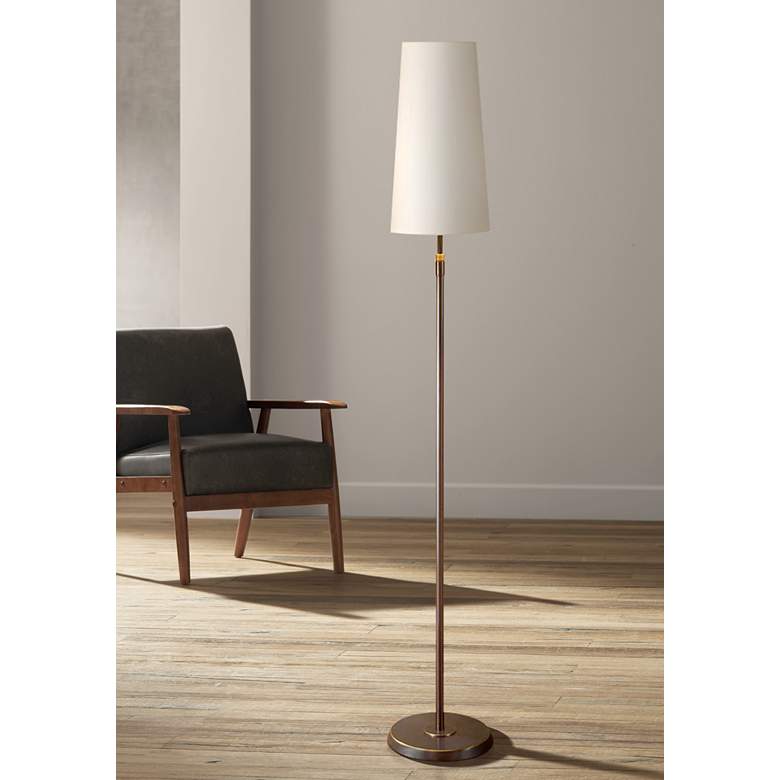 Image 1 Holtkoetter Hand Brushed Old Bronze White Narrow Floor Lamp