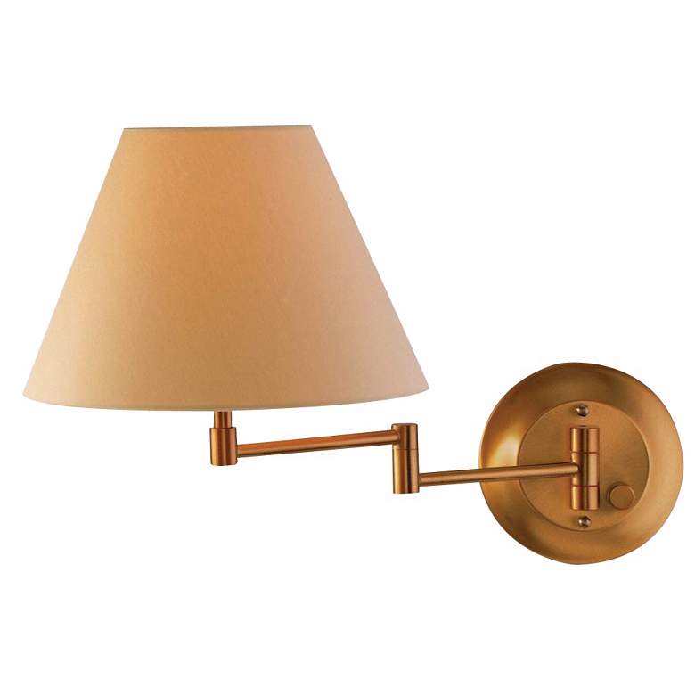 Image 1 Holtkoetter Old Brass Finish Shaded Swing Arm Wall Lamp